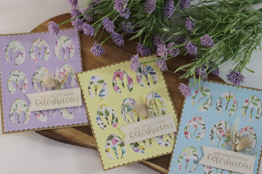Handgemachte Osterkarte mit Trockenblumen