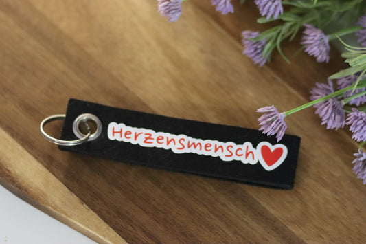 Filz-Schlüsselanhänger „Herzensmensch“ | liebevolle Geschenkidee