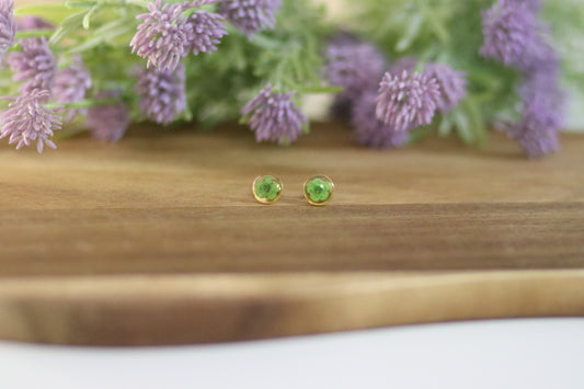 Ohrstecker mit grüner Blüte | transparent | goldfarbener Modeschmuck